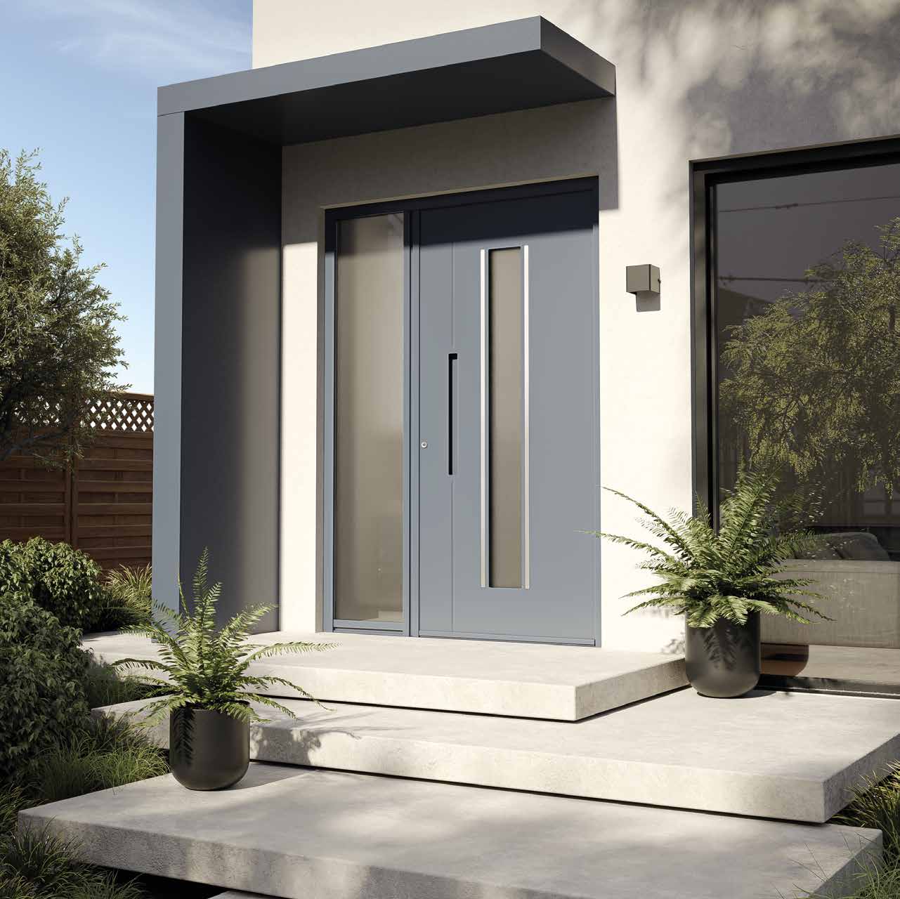 Porte double grise contemporaine